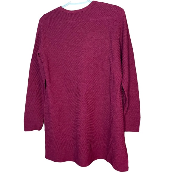 Eileen Fisher Rib Knit Wool V-Neck Top Peony Drop Shoulder Tunic Sweater Small - Picture 4 of 6